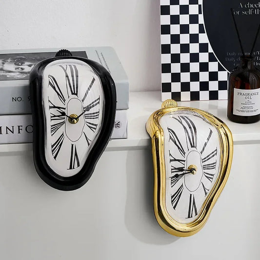 New Novel Surreal Melting Distorted Silent Wall Clocks Surrealist Salvador Dali Style Wall Watch Decoration Gift Home Garden