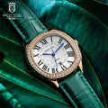 ROCOS Luxury Women Watch Fashion Elegant Diamond Wristwatch Leather RO