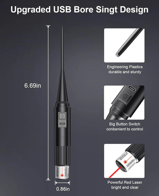 Rechargeable Laser Boresighter Kit with 32pcs .17 177 to .22lr 12GA Laser Boresighter Collimator