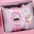 1pcs Unicorn Pink Silicone Electronic Watch +1pcs Unicorn Crystal Bracelet Set