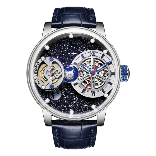 Men Luxury Celestial Mechanical Wristwatches Earth Theme Design