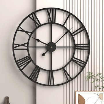 Modern 3D Large Wall Clocks Roman Numerals Retro Round Metal Iron Accurate Silent Nordic Hanging Ornament Living Room Decoration