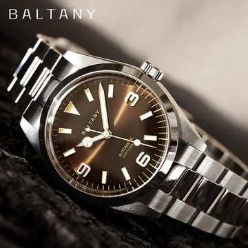 Baltany Explorer Tribute Watches 200M Waterproof Stainless Steel Bracelet NH38 Dome Sapphire Glass Luminous Vintage Watch