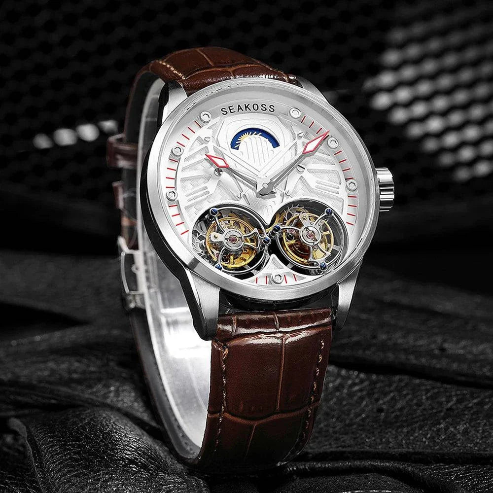 Tourbillon Manual Mechanical Watches Double Tourbillon Luminous Hands