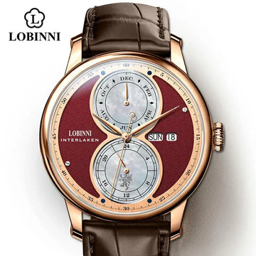 Automatic Mechanical Men's Watch Waterproof Luxury Business Wristwatch With Premium Leather Strap