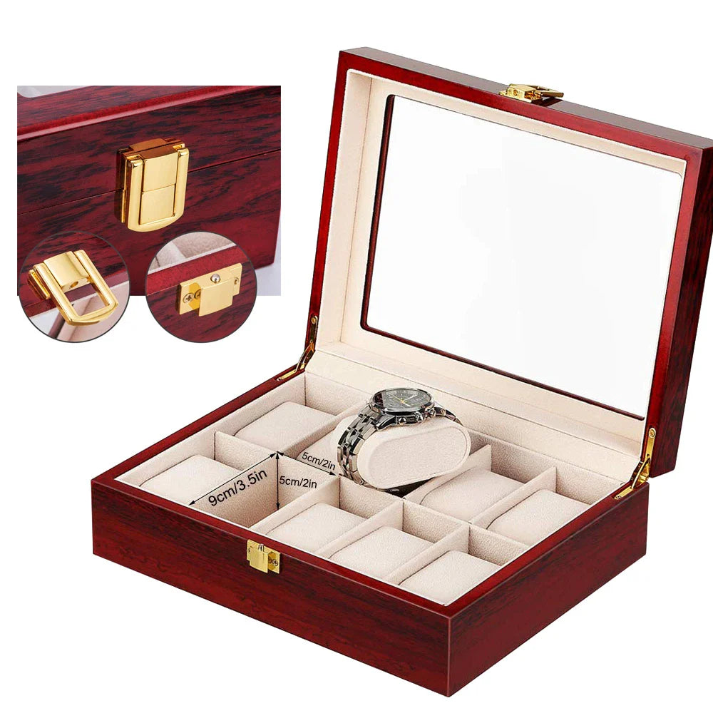 Luxury Wooden Watch Box with 1 to 12 Grids – Elegant Organizer for Men