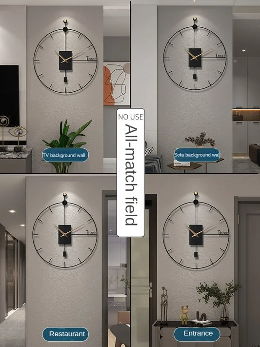 Wall Clock Stylish Luxury Disign Wall Clocks Living Room Modern Vintage Pendulum Clock Large Brief Swingable Clock Home Decor