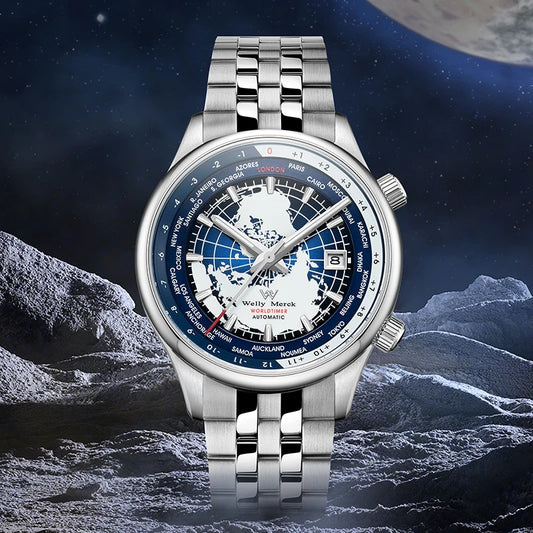 Automatic Mechanical Men Watches High Quality Sapphire World Time Original Recognized Brand Watch