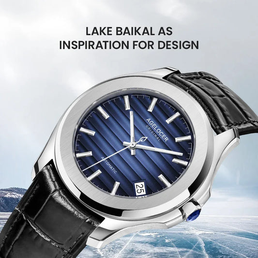 AGELOCER Original Baikal Watch Men's Big Calendar Business Formal Automatic Mechanical Watch Birthday Gift for Men