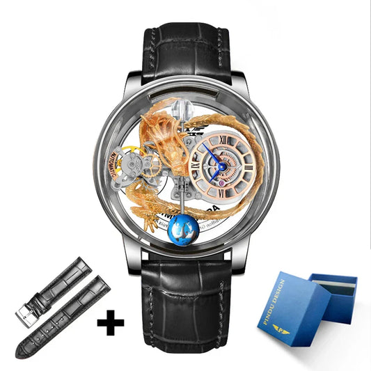 Pindu Man Wristwatch Transparent Hollow Design Celestial Roulette